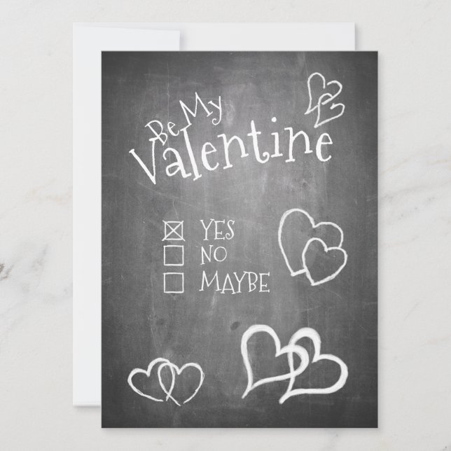 Sé mi Valentine en una pizarra de tiza (Anverso)