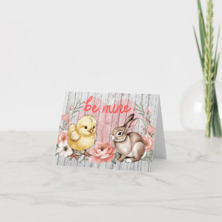 Sé mía tarjeta de pollita y conejo