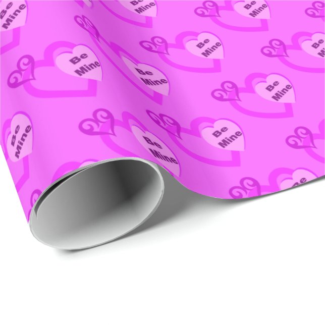 Sé Mío Corazones de San Valentín Papel de Regalo R (Esquina del rollo)