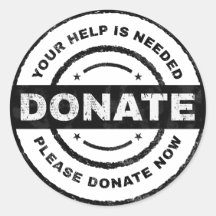 Se necesitan pegatinas de donación para obras bené