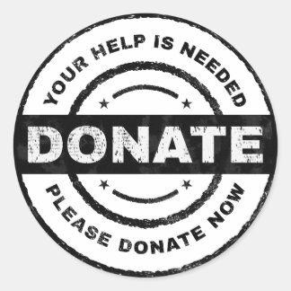 Se necesitan pegatinas de donación para obras bené