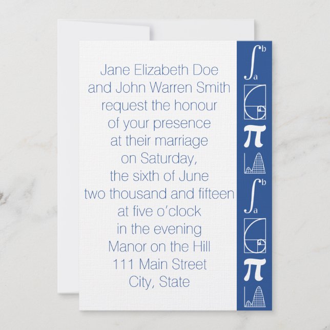 Se suma en invitación a la boda azul (Anverso)