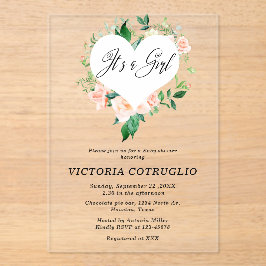 Se trata de una invitación acrílica de Baby Shower