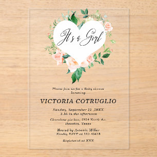 Se trata de una invitación acrílica de Baby Shower