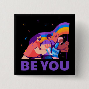 Sé tú. LGTB+Orgullo. Botón de bandera arco iris