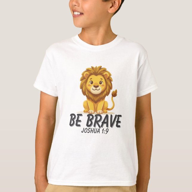Sé Valiente Joshua 1:9 Camiseta Cristiana para Niñ (Anverso)