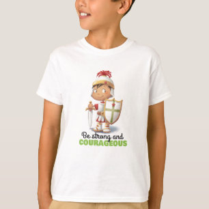 Sea camiseta fuerte y valerosa del verso de la