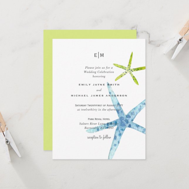 Sea Glass Color Beach Ocean Life Boda (Anverso/Reverso In Situ)