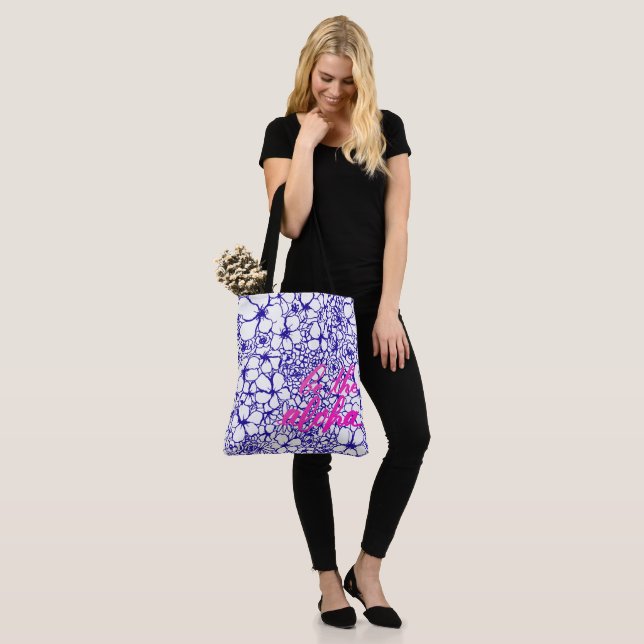 Sea la bolsa de asas floral del azul del comprador (Puesto)