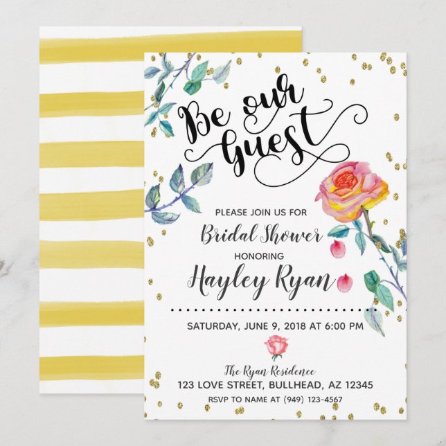 Sea Nuestra Invitación A La Ducha De Novias Invita (Anverso / Reverso)