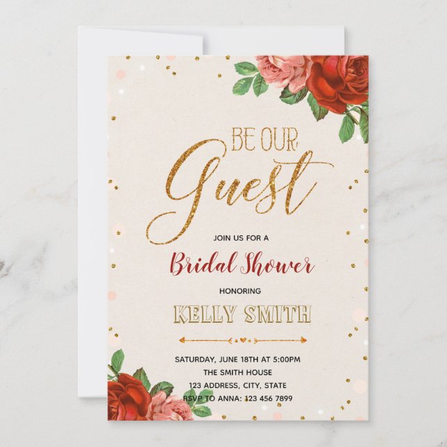 Sea nuestra invitación para una ducha de novia. (Anverso)