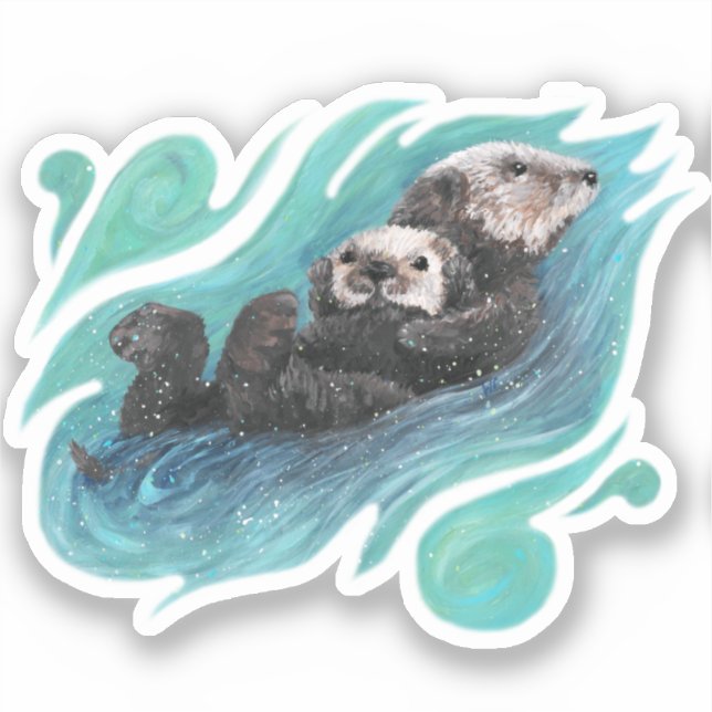 Sea Otters Vinyl Pegatina (Anverso)
