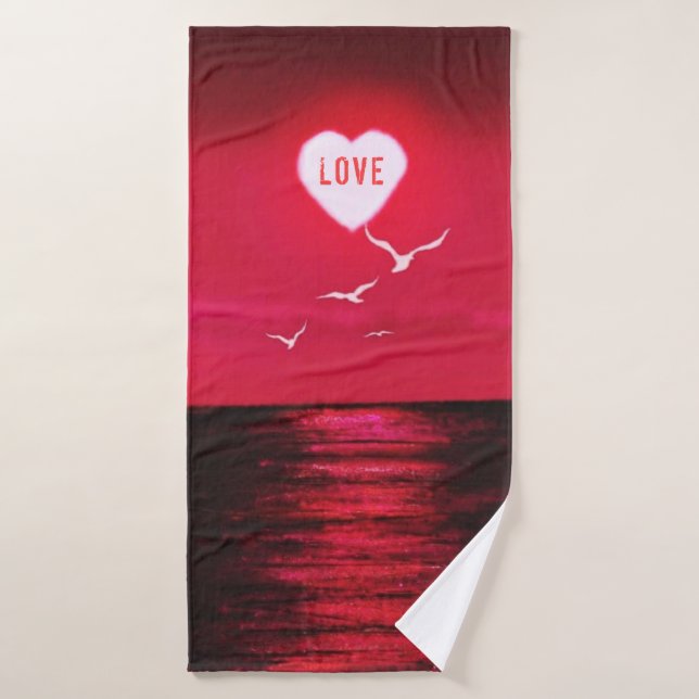 Sea Sunset Bath Toalla Romantic Love Design (Toalla de baño)