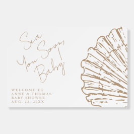 Sea You Soon Baby Beige Chic Script Baby Shower