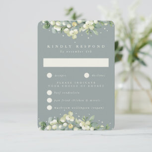 Seafoam Snowberry+Eucalyptus Edged Wedged RSVP