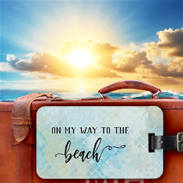 Seafoam Watercolor Beach Pattern Etiqueta de equip