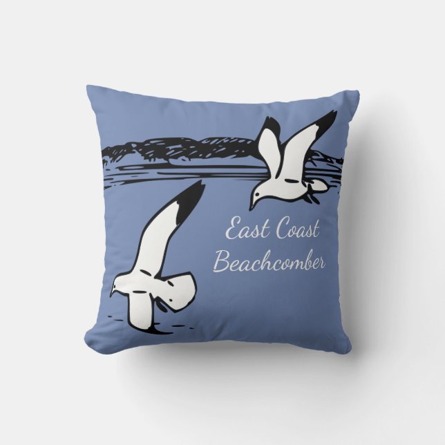 Seagull Beach East Coast Beachcomber almohada azul (Anverso)