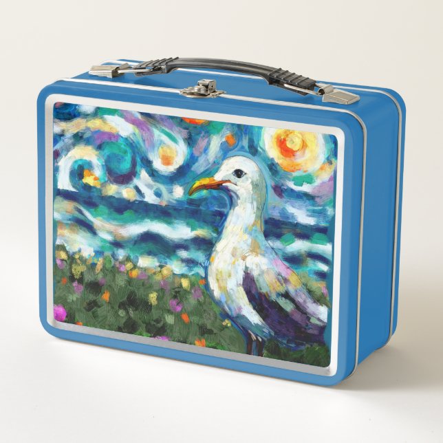 Seagull Van Gogh Style Beach Sky Blue Verde azulad (Anverso)