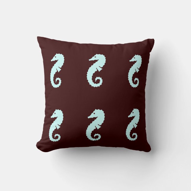 SEAHORSE azul sobre almohada marrón (Anverso)