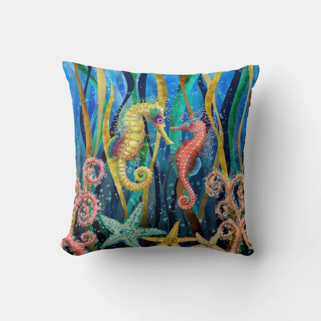 Seahorse lindo con la almohada de las estrellas de (Anverso)