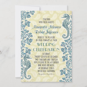 seahorses náuticos que casan invitaciones