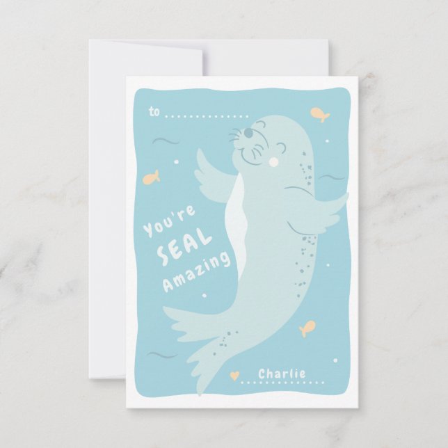 Seal asombrosa tarjeta de San Valentín en aula (Anverso)