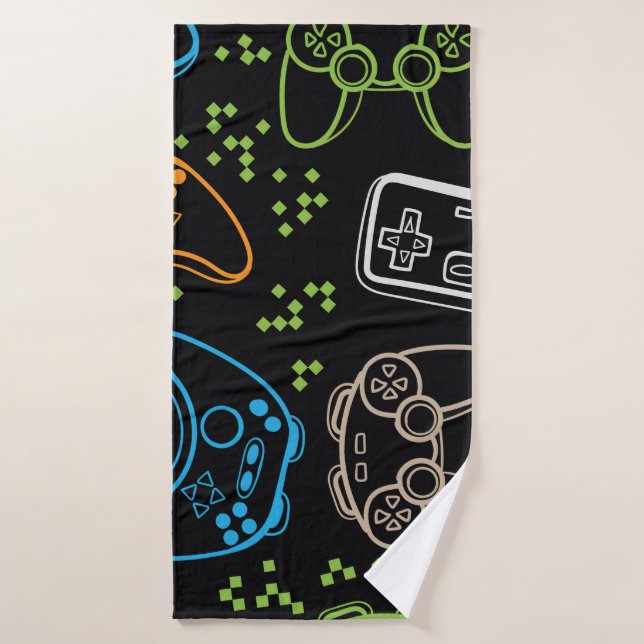 Seamless bright pattern with joysticks. gaming coo (Toalla de baño)
