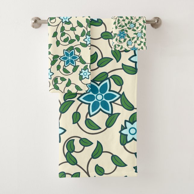 Seamless floral pattern on beige background (In situ)