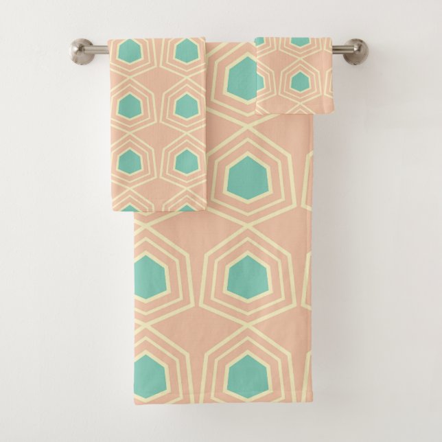 Seamless geometric pattern with teal pentagons (In situ)