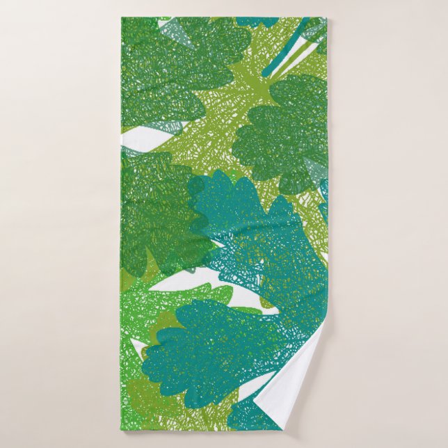 Seamless green leaves pattern (Toalla de baño)