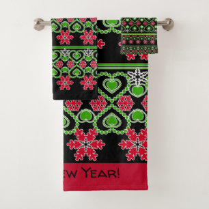 Seamless Merry Christmas ornamental snowflake hear