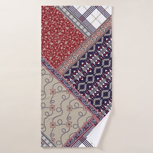 Seamless patchwork pattern on navy patchwork, abst (Toalla de baño)