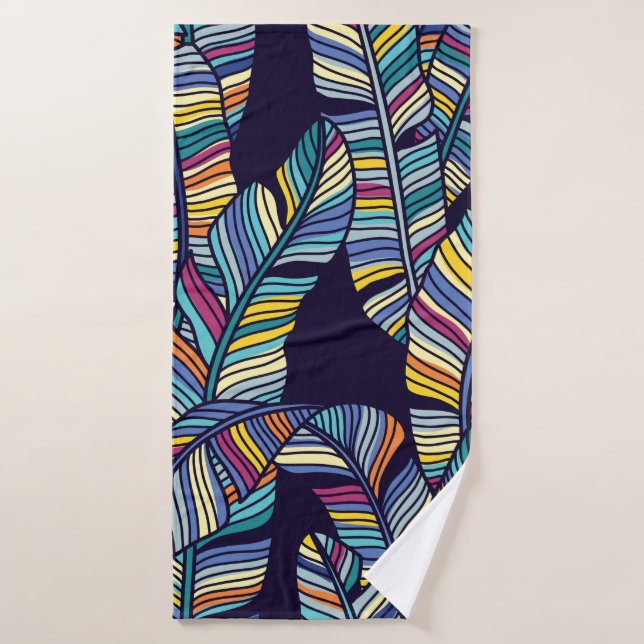Seamless pattern of Tropical palms leaves (Toalla de baño)