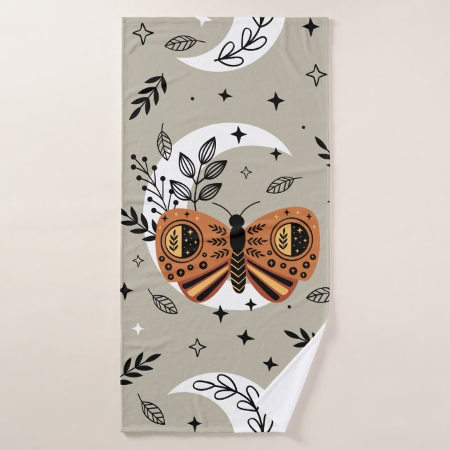 seamless pattern with bohemian butterfly on the mo (Toalla de baño)
