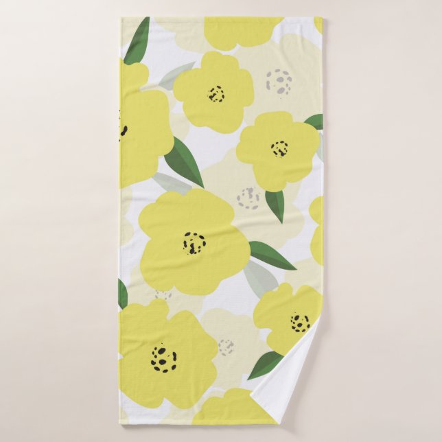 Seamless pattern with bright yellow flowers backgr (Toalla de baño)