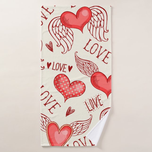 Seamless pattern with hearts. Happy Valentine's Da (Toalla de baño)