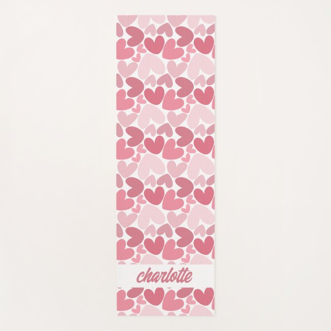 Seamless Pink Hearts Pattern Yoga Mat – Romantic  (Anverso)