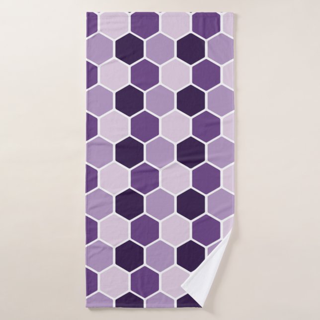 Seamless ultraviolet hexagon pattern. Honeycomb co (Toalla de baño)