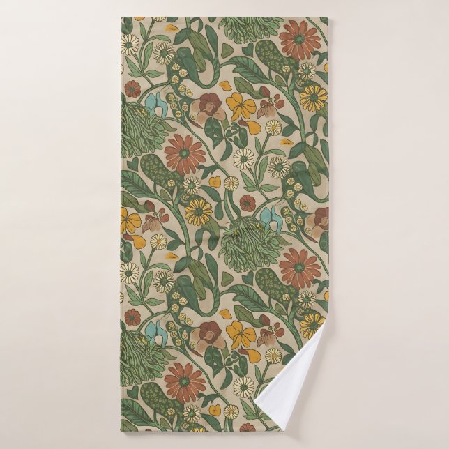 Seamless vintage botanical pattern  (Toalla de baño)