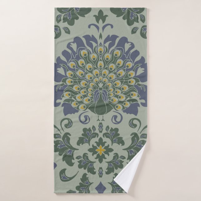 Seamless vintage pattern with romantic bird on blu (Toalla de baño)