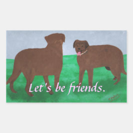 Seamos amigos, dos pegatinas de perros pardos