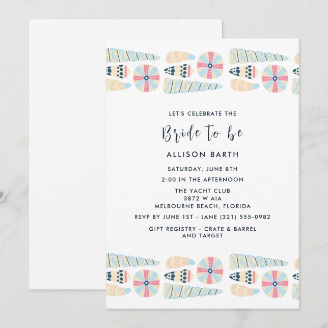 Seashell Beach Bridal Shower Fiesta (Anverso / Reverso)
