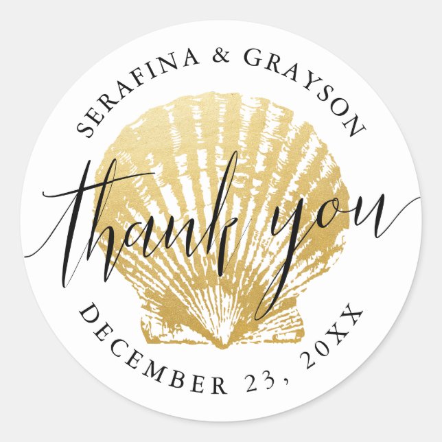 Seashell Beach Wedding Favor de los Pegatinas de l (Anverso)