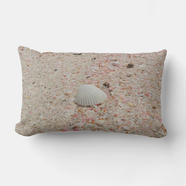 Seashell blanco y almohada rosada de la playa de (Anverso)
