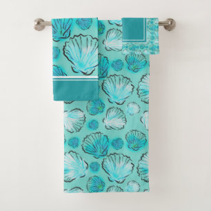 Seashell decorativo del verde azul del mar