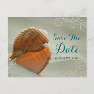 Seashell Guardar la tarjeta postal del Boda de fec
