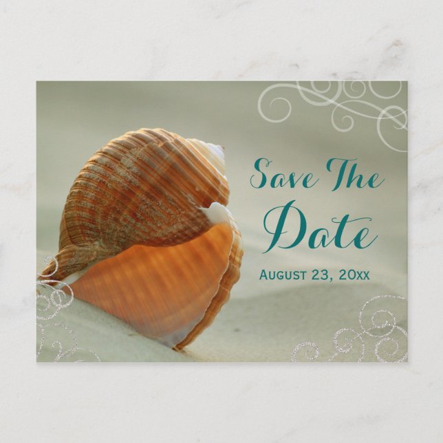 Seashell Guardar la tarjeta postal del Boda de fec (Anverso)