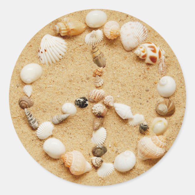 Seashell Peace Sign Pegatina (Anverso)