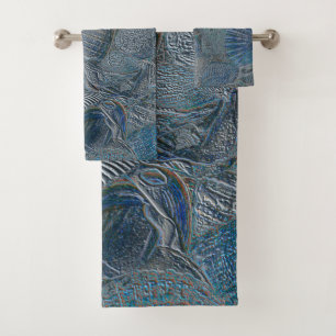 Seashells Ocean Beach Blue Nautical Metallic