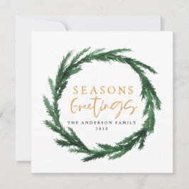 Seasons greetings acuarela wreath tarjeta de vacac